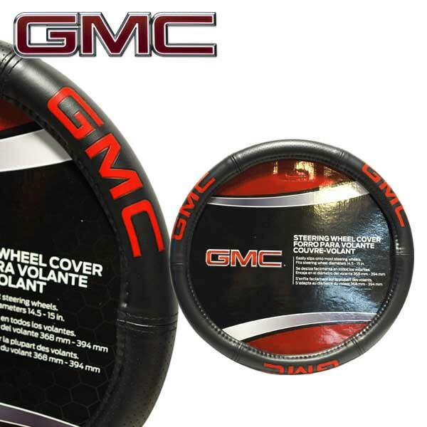 ハンドルカバー GMC ステアリングカバー ステアリングホイールカバー ブラック STEERING WHEEL COVER 汎用 車 車内アクセサリー 内装 カーアクセサリー 内装パーツ ステッチ ハンドル カバー 軽自動車 普通自動車 アメリカ 雑貨のサムネイル