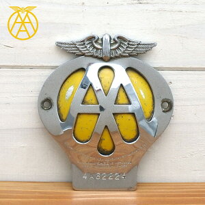 海外直輸入 USED品 AA ビンテージ グリルバッジ グリルエンブレム カーバッチ エンブレム イエロー Vintage Automobile Association オートモービル アソシエイション ビンテージ オートパーツ 車用品 カー用品 アメ車 カーアクセサリー おしゃれ 汎用 旧車 アメリカ 雑貨