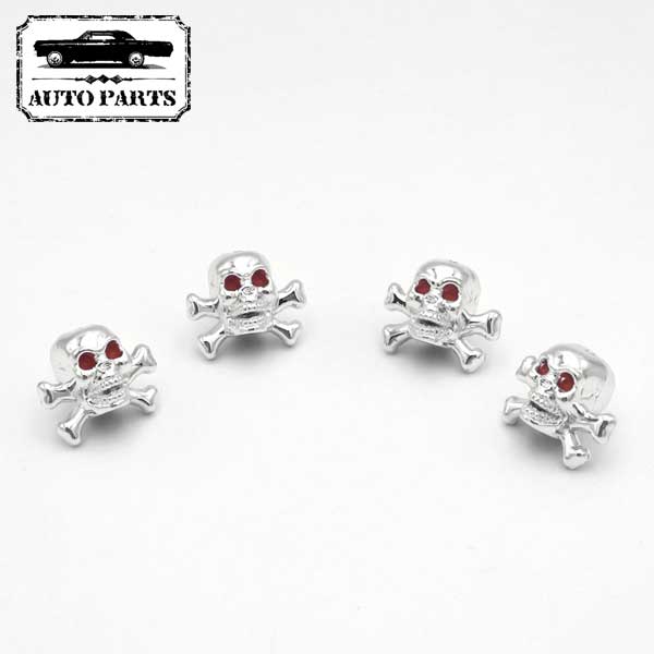 エアバルブキャップ SKULL 4個 ワンセット クローム 汎用 車 バイク 空気入れ バルブ キャップ スカル ドクロ 髑髏 エアー エア バルブ キャップ オートパーツ カーアクセサリー 車用品 カー用品 おしゃれ アメリカ 雑貨