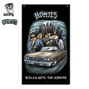 DGA バナー 壁掛け HOMIES ROLLIN WITH THE HOMIES インテリア フラッグ タペストリー 大判 ウォールインテリア ディスプレイ 装飾 旗 屋内 屋外 ガレージ ブラック ホーミーズ ローライダー チカーノ チカーノファッション チカーノスタイル Lowrider 黒 アメリカ 雑貨