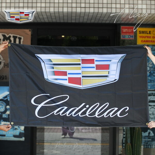 キャデラック バナー ロゴ CADILLAC フラッグ ブラック ホワイト イエロー レッド 壁掛け インテリア ..