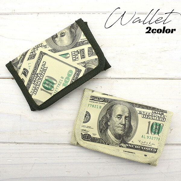 Rakuten - $100札柄 3つ折り財布 全2色 小銭入れ付き シンプル アメリカ輸入品 アメリカン ウォレット 100ドル $100紙幣 アメリカ紙幣 メンズ レディース チカーノ チカーノファッション ローライダー Lowrider ロサンゼルス カリフォルニア アメリカ 雑貨