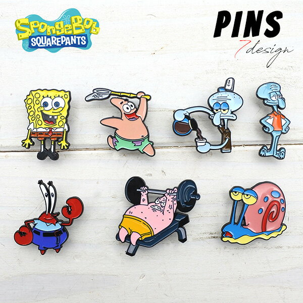 スポンジボブ ピンバッジ 全7種類 ブローチ バッジ ピンズ PINS キャラクター SPONGEB ...
