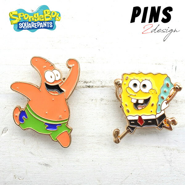 Rakuten - スポンジボブ ピンバッジ 全2種類 ブローチ バッジ ピンズ PINS キャラクター SPONGEBOB スポンジボブ パトリック メタル かわいい ピンバッチ 帽子 バッグ シンプル アメリカ 雑貨