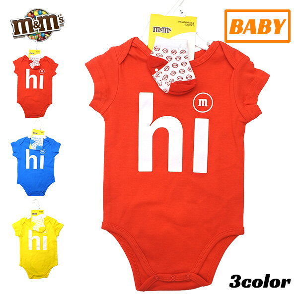 Rakuten - m&m's ベビー ロンパース 2点セット 全3色 オールインワン 靴下 くつ下 子ども ベビー ベビー用品 プレゼント 出産祝い おしゃれ ロゴ シンプル ストリート キッズ エムアンドエムズ エムアンドエム Lowrider ローライダー ウエストコースト west coast アメリカ 雑貨