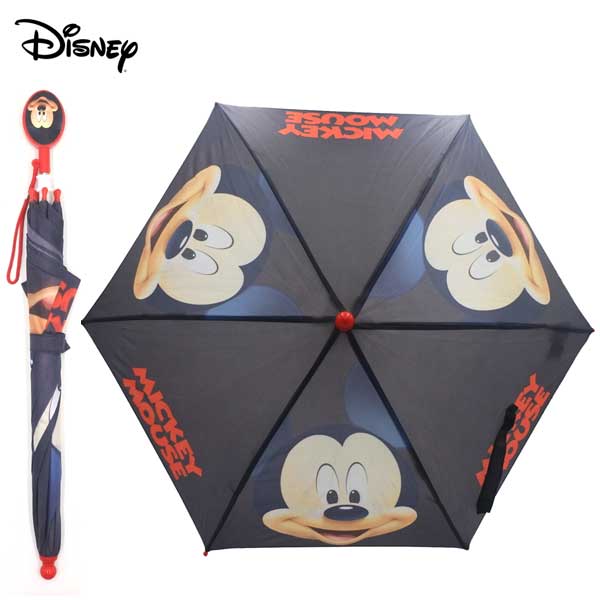 ディズニー ミッキーマウス 持ち手 キャラクター付 傘 ダークグレー 子供用傘 約40cm 幼児 初めての傘 子ども 雨具 子供 キッズ アンブレラ Disney MICKEY MOUSE ミッキー かわいい カサ かさ …