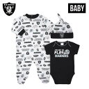 レイダース ベビー ロンパース 3点セット オールインワン 子ども ベビー ベビー用品 プレゼント 出産祝い おしゃれ ストリート キッズ NFL RAIDER...