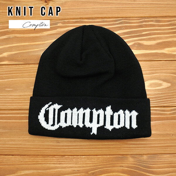 COMPTON ニットキャップ ニット帽 ブラック ビーニーキャップ 帽子 コンプトン カリフォルニ