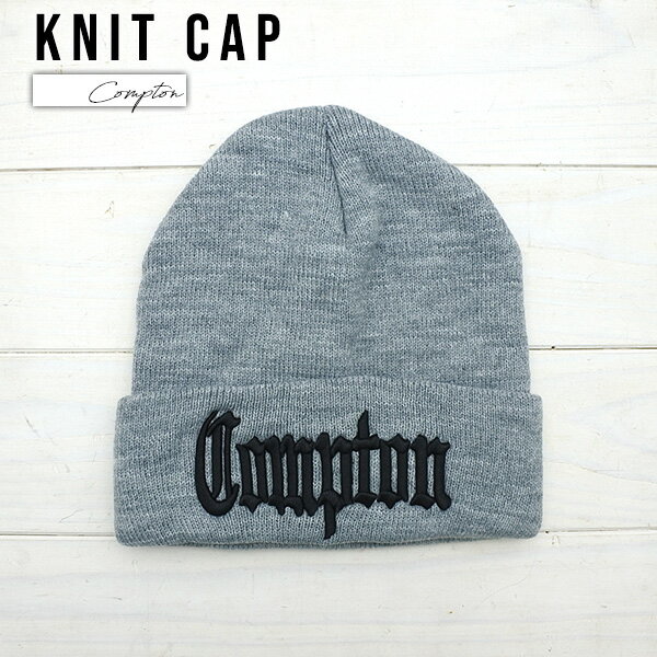 COMPTON ニットキャップ ニット帽 グレー ビーニーキャップ 帽子 コンプトン カリフォルニア