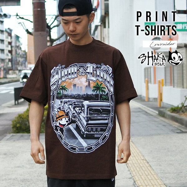 Tシャツ 半袖 メンズ ブラウン SHAKA WEAR シャカ FELIX THE CAT フィリックス ザ キャット CHEVROLET ..