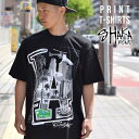 Tシャツ メンズ 半袖 SHAKA WEAR ロサンゼルス Los Angeles ブラック 大きめ 大人 チカーノ チカーノファッション ローライダー 黒 トップス オーバーサイズ ストリート