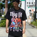 Tシャツ 半袖 メンズ Thug life サグライフ スラング ブラック 服 トップス スカル ガイコツ ピエロ オーバーサイズ ビッグシルエット おしゃれ ...