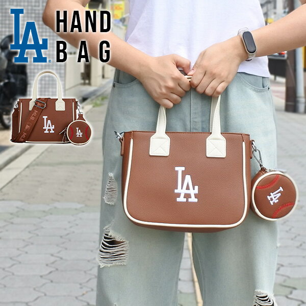 ドジャース ハンドバッグ ブラウン バッグ MLB dodgers LA LOS ANGELES 大谷翔平 ドジャース グッズ ロゴ おしゃれ シンプル ショルダー 斜め掛け レディース プレゼント バック カバン ロサンゼルス ローライダー Lowrider ウエストコースト west coast アメリカ 雑貨