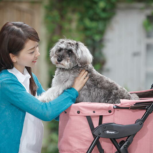 選べるプレゼント付き!コムペット ミリミリライト シャンパンローズ/アッシュホワイト/レイクブルー【compet combiコンビ キャリー ペットバギー ペットカート 折りたたみ 多頭 犬用品 小型犬 ペット用品 多頭 犬用品 ペットグッズ お出かけ 旅行 お散歩】