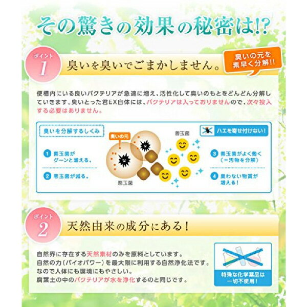 【即日発送】臭いとった君 EX トイレ専用 消臭剤 微生物 水洗トイレ 便槽 合併浄化槽 仮設トイレ 簡易水洗式トイレ 除臭 悪臭 脱臭 代金引換不可 ばくちゃー バクチャー 3