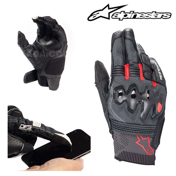 alpinestars/アルパインスターズ 3567122 MORPH SPORT GLOVES BK BRT RED S 黒 赤 モーフ スポーツ グローブ 本革 プロテクター バイク CE規格 スマホタッチ 3シーズン 街乗り 通勤 通学 タッチパネル バイク スマホタッチ対応 おしゃれ かっこいい プロテクター 手袋