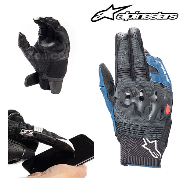 alpinestars/アルパインスターズ 3567122 MORPH SPORT GLOVES BLK BLUE SODAL XL 黒 青 モーフ スポーツ グローブ 本革 プロテクター バイク CE規格 スマホタッチ 3シーズン 街乗り 通勤 通学 タッチパネル バイク スマホタッチ対応 おしゃれ かっこいい プロテクター 手袋