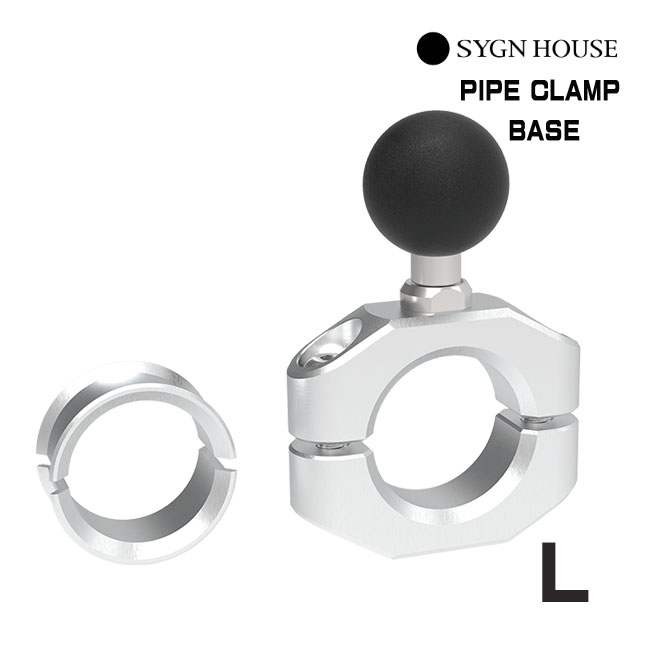 サインハウス マウントシステム セカンド パイプクランプベースL sizeシルバー (28.5mm/1.25inch) 00083000 オートバイ専用
