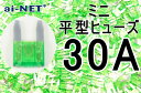 【ミニ平型ヒューズ】【30A】グリーン ミニブレードヒューズ 30アンペア【aiNET製】 バイク好き ギフト 楽天お買い物マラソン 開催