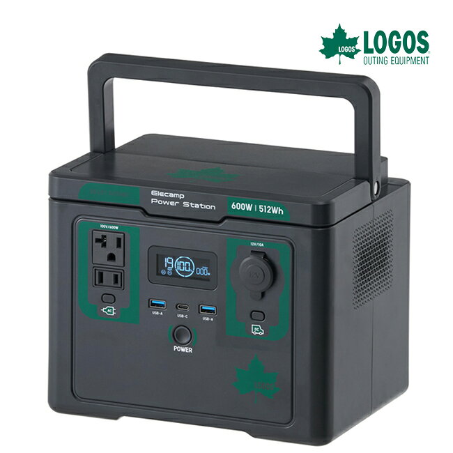LOGOS WEEK 送料無料 LOGOS/ロゴス 野電 エレキャン・パワーステーション ポータブル電源 Pro600 74175111 （600W/512Wh）512Wh ハンドル付き ブラック EPS機能 リン酸鉄リチウムイオン 急速充電対応 キャンプ 車中泊 アウトドア BBQ 災害 防災 備蓄 対策 あす楽対応 auc-ainetshop-10145482 アイネット楽天市場店 パッケージ画像