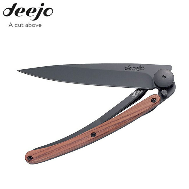 DEEJO/ディージョ wood 27g Coralwood BLACK 小型軽量ナイフ DJ-0906 コーラルウッド コンパクトナイフ 折りたたみナイフ 携帯ナイフ キャンプ用 フィッシング用 バイク好き ギフト