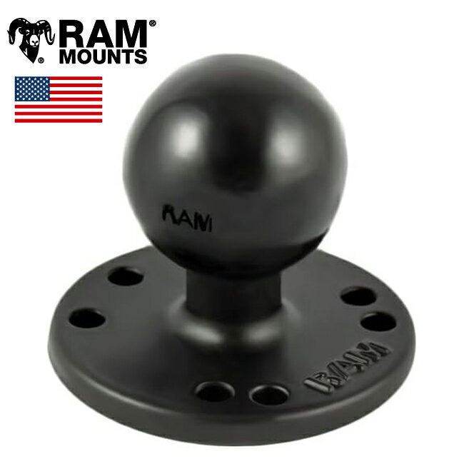 RAM MOUNTS ラムマウント AMPSホールラウンドベース RAM-202U 1.5インチボール ブラック アルミ 汎用 GPS機器取付