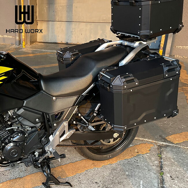 楽天アイネット楽天市場店国内メーカー HARD WORX パニアケース HXS38 BLACK 38L×2 左右SET バイクハードケース ハードワークス 80058 38リットル ブラック アルミ サイドケース 左右 インナー付き ツーリング あす楽対応 バイク好き ギフト