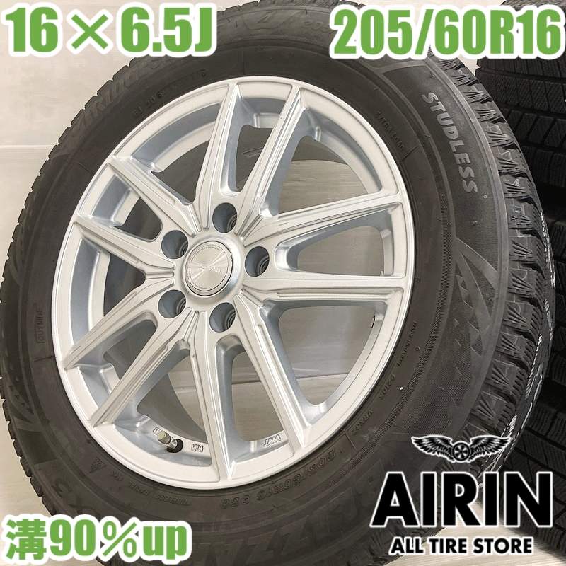 中古 205/60R16 4本セットBRIDGESTONE BLIZZAK VRX3 ECO FORME タイヤホイールセットアコードツアラー ステップワゴン ノア アクセラ アクセラスポーツ ヴォクシー ホイール 16インチ スタッドレスタイヤ