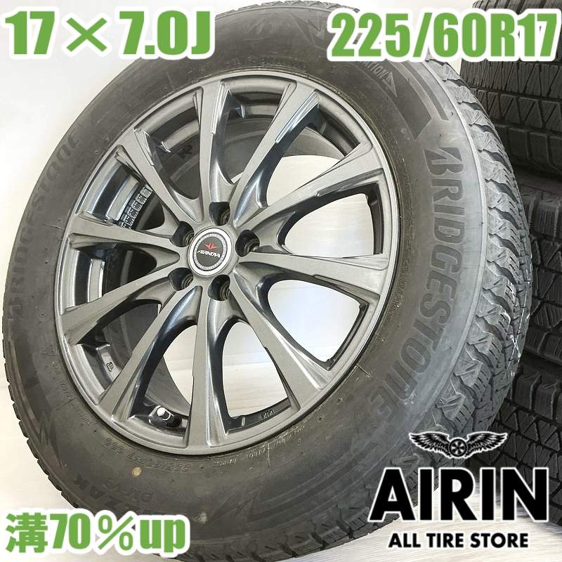 乐天商城 - 中古 225/60R17 タイヤホイール 4本セットBRIDGESTONE BLIZZAK DM-V3 AIRNOVA タイヤホイールセットXV などにタイヤ ホイール 17インチ スタッドレスタイヤ