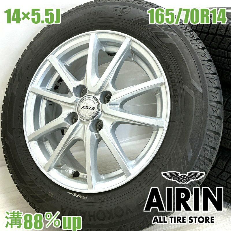 乐天商城 - 中古 165/70R14 タイヤホイール 4本セットYOKOHAMA iceGUARD 6 IG60 JOKER タイヤホイールセットアクア デミオ スペイド ブーン ポルテ パッソ などにタイヤ ホイール 14インチ スタッドレスタイヤ