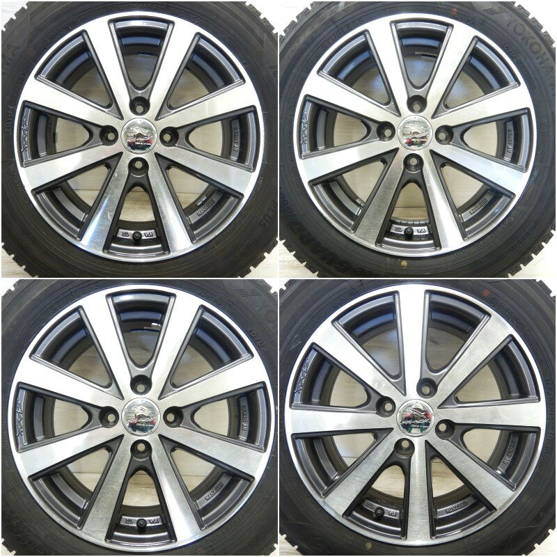 中古 175/65R15 タイヤホイール 4本セットYOKOHAMA iceGUARD 5PLUS IG50 SMACK タイヤホイールセットアクア フィット イグニス スイフト パレーノ ヴィッツ などにタイヤ ホイール 15インチ スタッドレスタイヤ 3