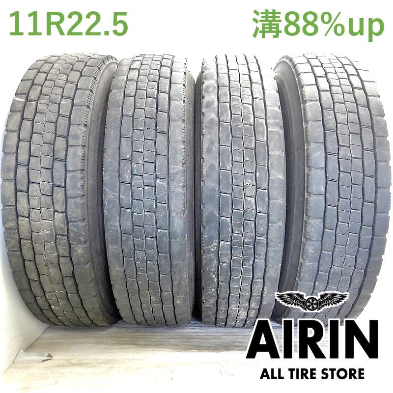 乐天商城 - 11R22.5 16PR ダンロップ エスピー680 4本セット2023年製 残溝88% 中古タイヤ 22.5インチ大型車 ダンプ バス
