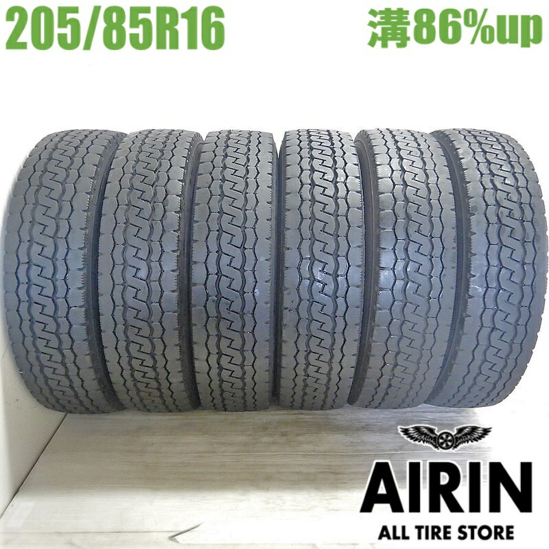 【楽天スーパーSALE限定 ポイント10倍 】中古 205/85R16 117/115L ブリヂストン デュラビス M804 夏冬タイヤ トラック用 6本セットエルフ中古タイヤ 中古トラックタイヤ 16インチ