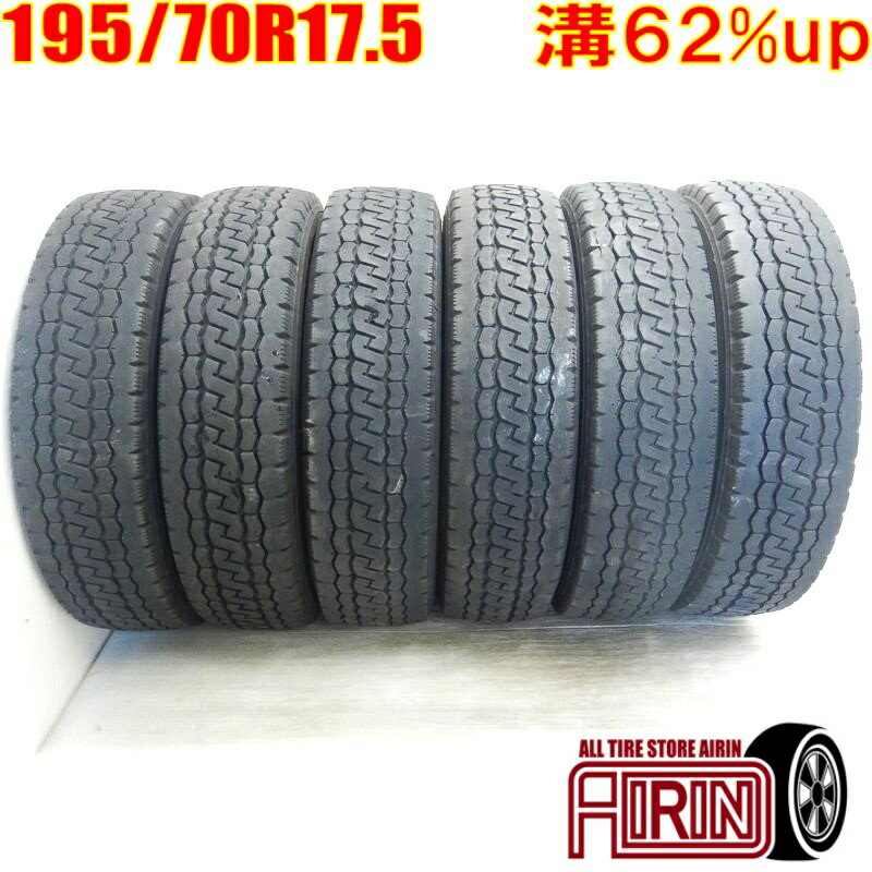 中古 195/70R17.5 112/110L BRIDGESTONE M810 夏冬タイヤ トラック用 6本セットダイナ中古タイヤ 中古トラックタイヤ 17.5インチ