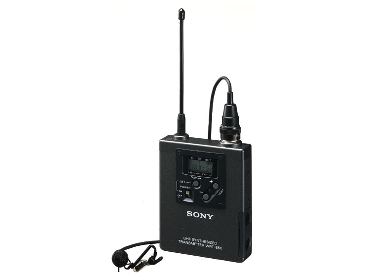 SONY　ソニー　UHFピンマイク　送信機[WRT-850] 飛び・安定性・音質を重視した、タイピン型マイクによる小型・軽量のトランスミッター