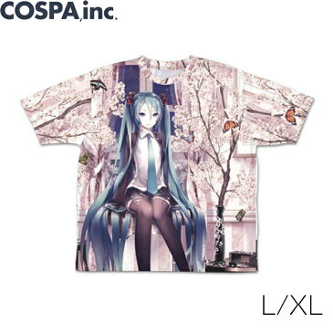 【SALE 対象商品】初音ミク cherry blossoms 両面フルグラフィックTシャツ COSPA 公式 L XLサイズ