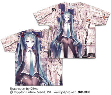 【SALE 対象商品】初音ミク cherry blossoms 両面フルグラフィックTシャツ COSPA 公式 L XLサイズ