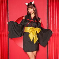 ハロウィン 鬼×着物 レディース 鬼 大人用 女性用 衣装 コスプレ コスチューム 仮装