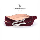 TIBERIO FERRETTI / ティベリオフェレッティ ベルト デザインバックルx上質ベルベット(彫刻)&ヌバックレザー 2.0cm幅ナローレザーベルト 9638 ボルドー全2色