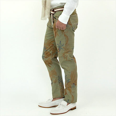 PT05 / PTゼロチンクエ PT05 TRINO ボタニカル柄 ジーンズ ストレッチコットン TRINO SUPER SLIM FIT ボタニカルプリント デニム カーキ c5d5ct-ap01-0030