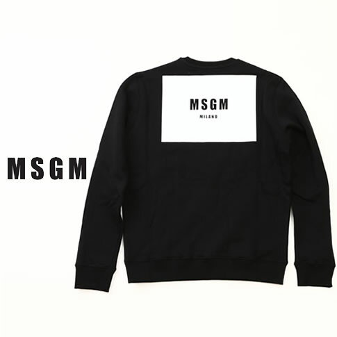 エムエスジーエム トレーナー メンズ MSGM エムエスジーエム スエットトレーナー スウェットシャツ バックプリント ブロックロゴ MSGM ブラック mm84-99