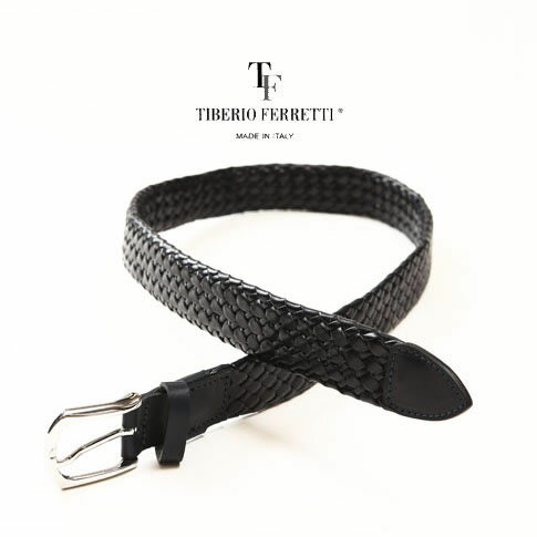 ティベリオフェレッティ TIBERIO FERRETTI ティベリオフェレッティ レザーメッシュベルト ネイビー 1496-na