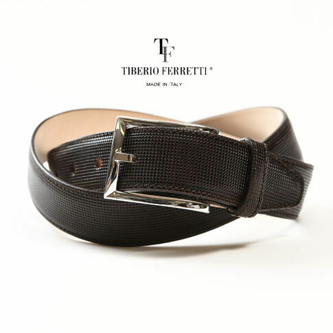 ティベリオフェレッティ TIBERIO FERRETTI ティベリオフェレッティ officina TIBERIO FERRETTI Newキューブリックレザー ベルト30mm ブラウン MOD1536-choco