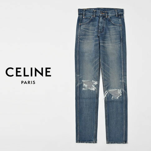 【楽天スーパーセール】CELINE セリーヌ By エディ・スリマン ローライズ スリムジーンズ ダメージ加工ユニオンウォッシュ デストロイド デニム 2n309020g-07ud