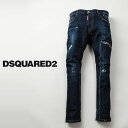 DSQUARED2 ディースクエアード メンズ TIDY BIKER JEAN ホワイトペイント ダメージ＆リペア加工 バイカーデニム スリム スキニー ストレッチ s74lb0714-470