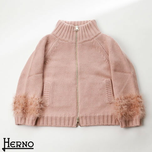 HERNO ヘルノ レディース HERNO RESORT ニット カーディガン ファーカフス ジップアップセーター ピンク mc004dr-4046