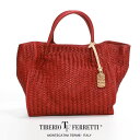 数量限定入荷 officina TIBERIO FERRETTI / オフィチーナ ティベリオフェレッティ a spiga intrecciato [BORSA]トートバッグ＆ショルダーバッグ 2WAYバッグ イントレチャート（レザーメッシュ）レザーバッグ レッド borsa-red その1