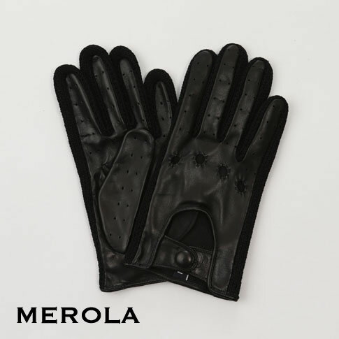 限定品 メローラ / MEROLA GLOVES メローラ 手袋 ラムナッパ x コットンニット編み ドライビンググローブ ハンドメイド手袋 別注新作モデル ブラックxブラック me119001-99 限定品 メローラ / MEROLA GLOVES メローラ 手袋 ラムナッパ x コットンニット編み ドライビンググローブ ハンドメイド手袋 別注新作モデル ブラックxブラック me119001-99