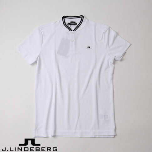 J.LINDEBERG GOLF（ジェイリンドバーグ ゴルフ）JLロゴ ベースボールカラー 半袖ポロシャツ TYSON REGULAR FIT POLO ホワイト 071-27865-004