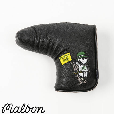 Malbon Golf マルボン ゴルフ レザー パター ヘッドカバー Caddy Bear Driver Headcover Bear Buckets Embroidery on Side ブラック m-7317-blk-os